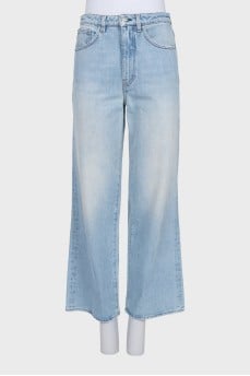 Light blue high-waisted wide-leg jeans