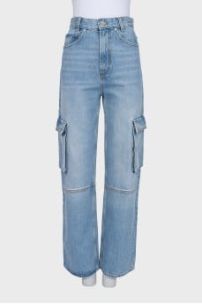 High-waisted jeans with patch pockets