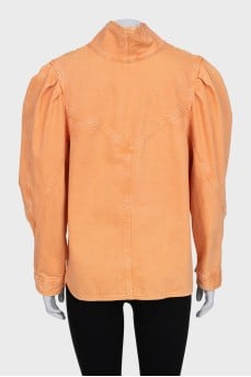 Distressed effect denim jacket with buttons