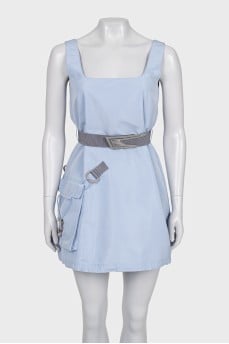 Blue dress with a patch pocket