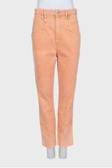 Orange straight-leg jeans