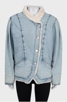 Insulated denim jacket with buttons
