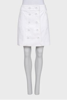 Straight-cut mini skirt with buttons