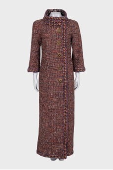 Straight-cut coat with a high collar