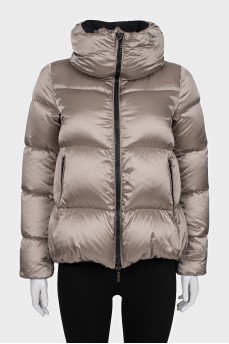 Brown jacket with a high collar