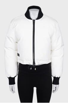 Cropped white jacket with print