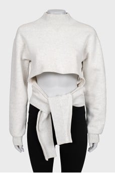 Cropped sweatshirt with ties