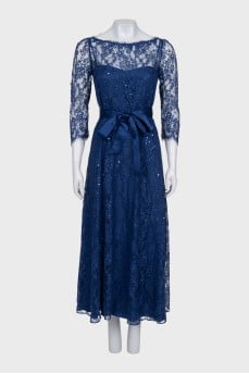 Blue lace dress with sequins