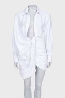 White mini dress with draping