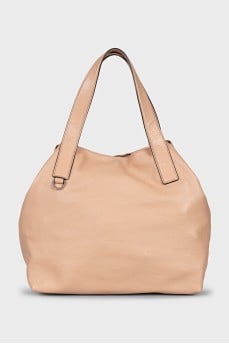 Beige leather tote