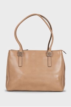 Brown leather tote bag