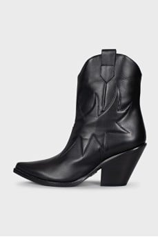 Black leather Cossack boots with heels