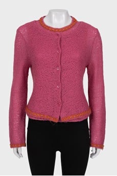Pink knitted cardigan with a tank top