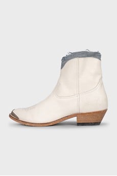 Leather Cossack boots with textile inserts