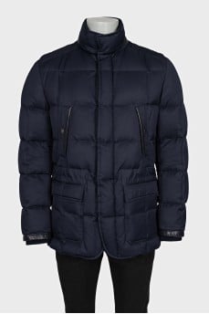 Men's blue quilted down jacket
