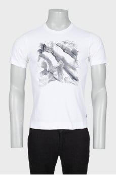 Men's white printed t-shirt