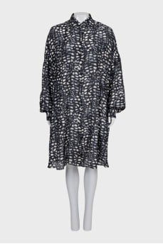 Oversized printed silk dress