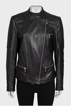 Leather jacket with a relief pattern on the back