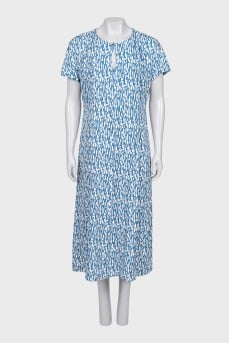 Straight dress with a zipper in a print