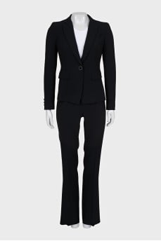 Black suit with straight-leg trousers