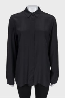 Loose fit silk button-down shirt