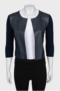 Cropped jacket with leather elements