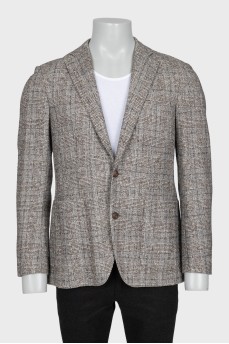 Men's gray plaid print jacket