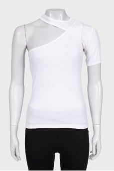 White ribbed one-shoulder top
