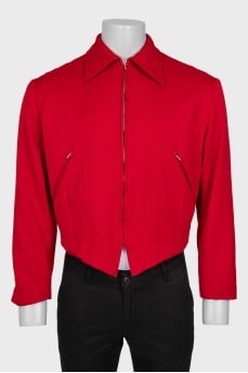 Men's cropped red cardigan