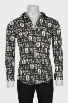Men's black printed shirt