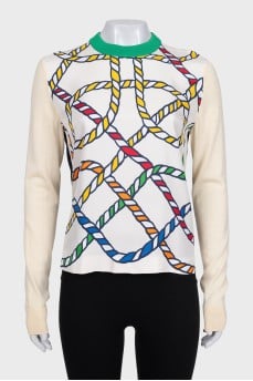 Wool and silk jumper with print