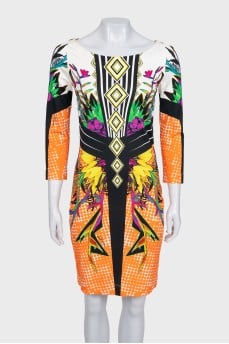 Long sleeve printed bodycon dress