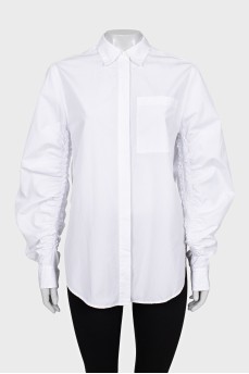 Straight-cut shirt with draped sleeves