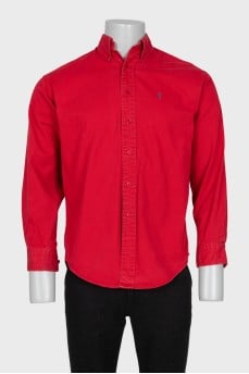 Men's red denim shirt