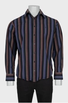 Men's black shirt with colorful stripes