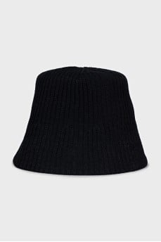 Knitted black panama hat with tag