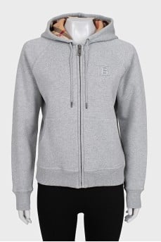 Gray sports zip-up sweatshirt