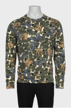 Men's green printed long sleeve shirt