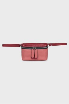 Two-tone leather bag with zipper