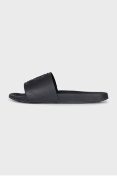 Men's black flip-flops with a 3D logo