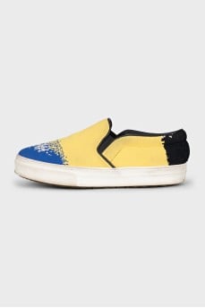 Printed textile slip-ons