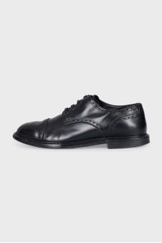 Men's black leather brogues