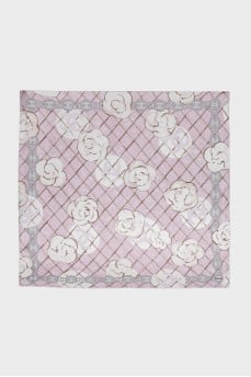 Pink silk scarf with floral print