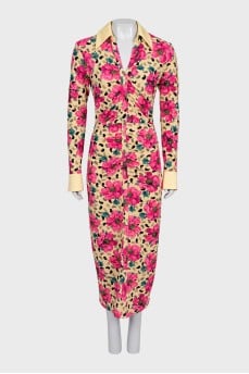 Bodycon dress with a large print