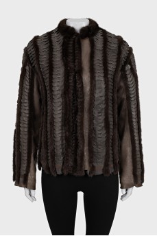 Straight-cut fur and leather jacket
