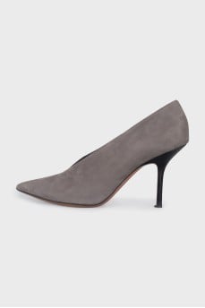 Suede pointed toe heeled shoes