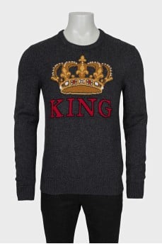 Men's cashmere and wool jumper with print