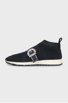 Sneakers decorated with a crystal buckle