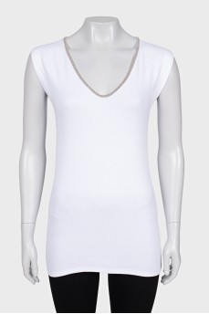 White T-shirt with rhinestones