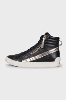 High-top leather lace-up sneakers